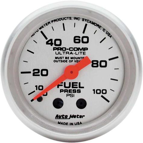 Auto Meter Ultra-Lite Series 2-1/16 0-100 PSI Mechanical Full-Sweep Fuel Pressure Gauge