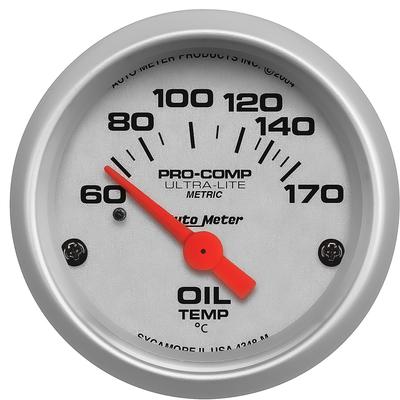 Auto Meter Ultra-Lite Series 2-1/16 Short Sweep 140º-300º F Electric Oil Temperature Gauge