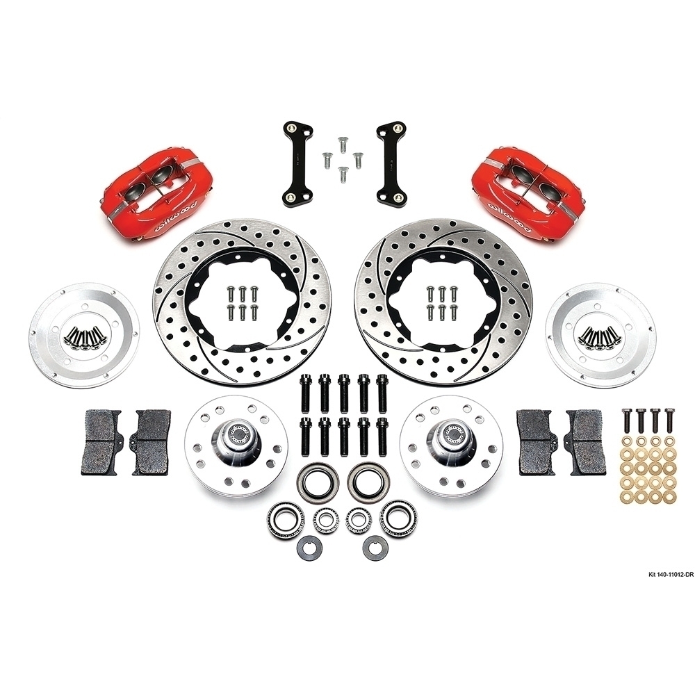 1982-92 Chevrolet Camaro, Pontiac Firebird; Forged Dynalite Pro Series Front Brake Kit; 11" Drilled/Slotted Rotor; Red Caliper