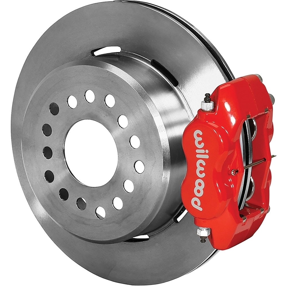 1993-99 Chevrolet Camaro; Forged Dynalite Rear Disc Brake Kit; 12.19" Plain Rotors; w/Parking Brake; Red Caliper