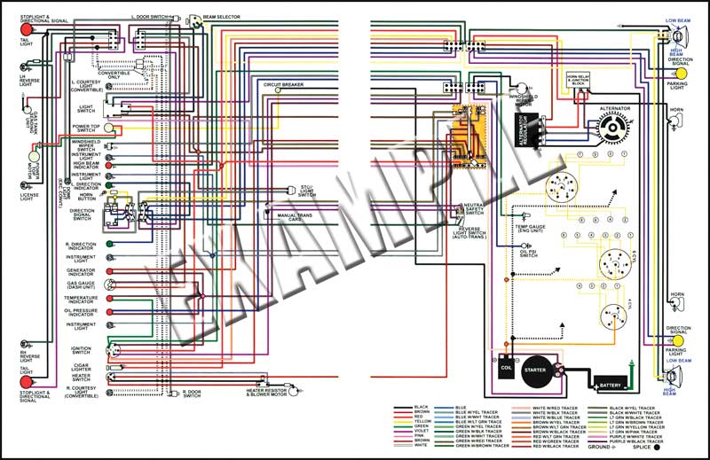 1970-1971 All Makes All Models Parts, 14353, 1970-71 Firebird Colored  Wiring Diagram - 8-1/2 X 11