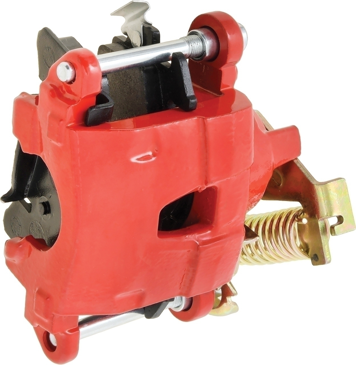 1979-85 GM; Rear Caliper; Metric Style; With Emergency Brake; Loaded With D154 Brake Pads; LH Side; Red Finish