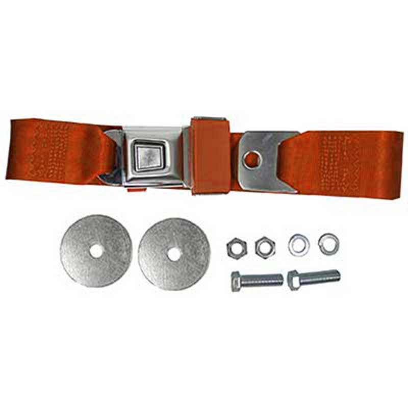 1964-1973 Mustang Front or Rear Vintage Style 2-Point Lap Belt with Push Button Buckle - Vermillion Ford 46-3830V