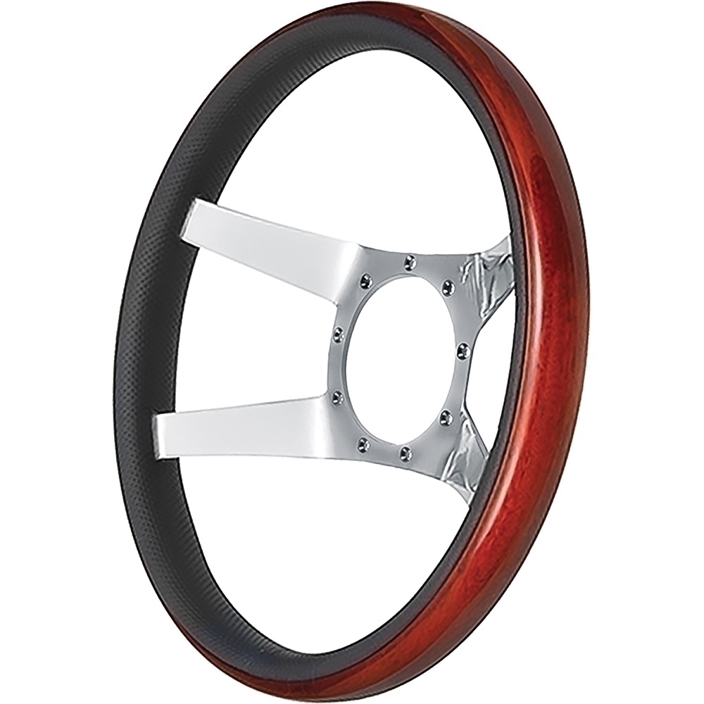 GT9 Pro Touring Steering Wheel; Sport Wood; With Polished Spoke