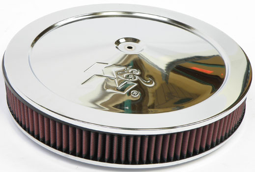14 x 2-1/4 Chrome Raised Profile Air Cleaner with 9/16 Rise and 3.87  Total Height with Vent Kit