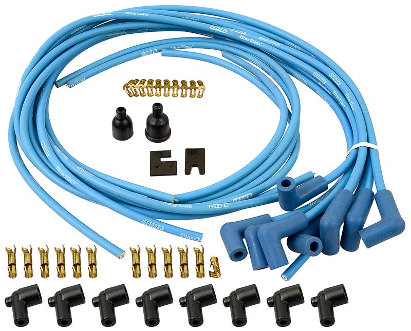 All Makes All Models Parts, 7282, Moroso Blue Max Solid Core Universal Spark  Plug Set - 90 Degree Boots - 72820