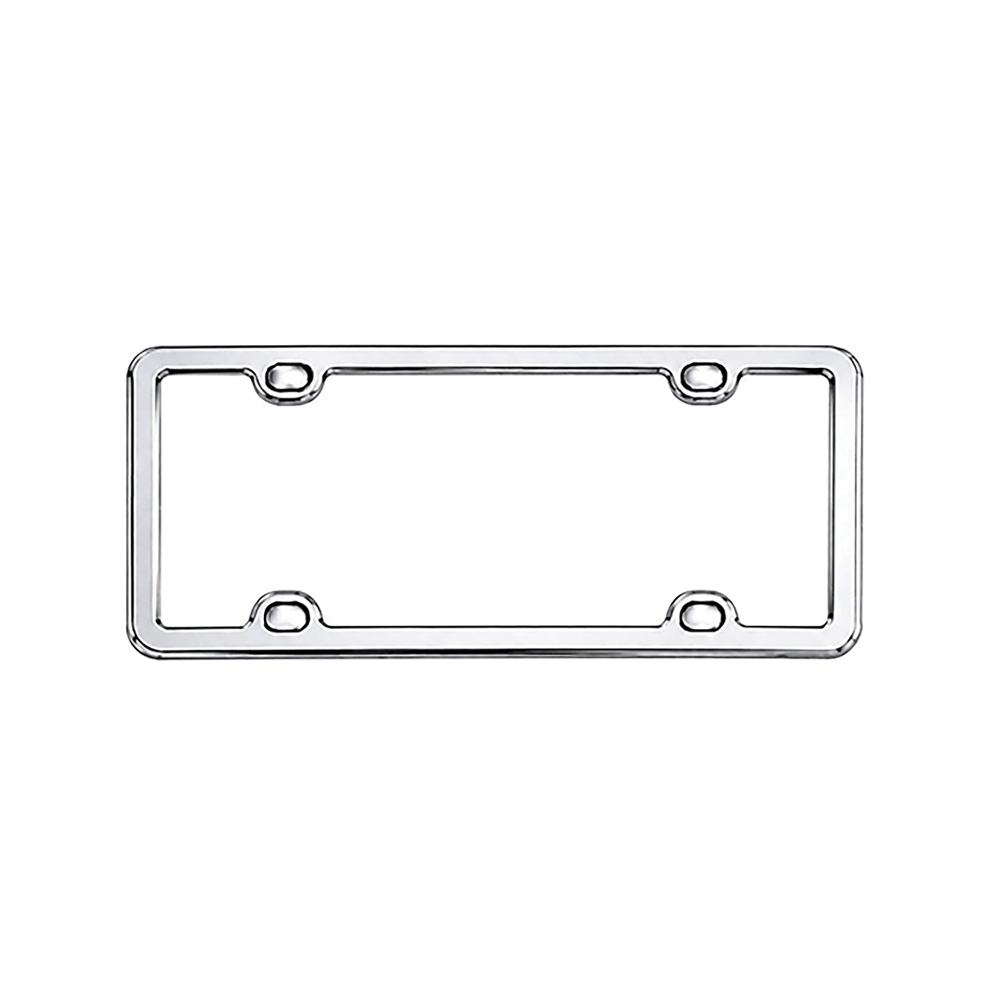 Ital Die Cast Metal License Plate Frame w/Rubber Accent Trim; Chrome