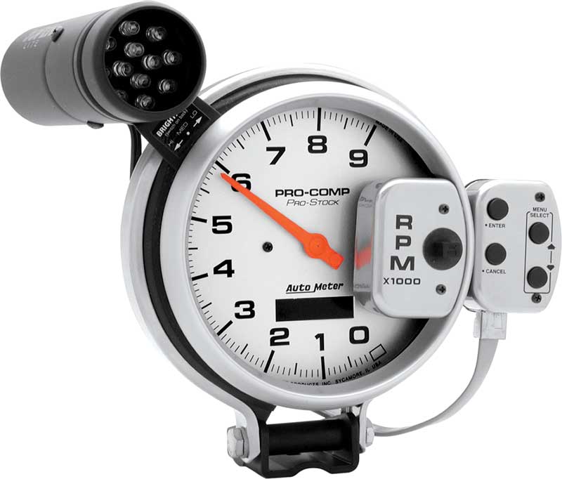 1930-2012 All Makes All Models Parts, AM6832, Auto Meter Ultra-Lite 5  9,000 RPM Pedestal Mount Tachometer with LED Shift Light and Recall