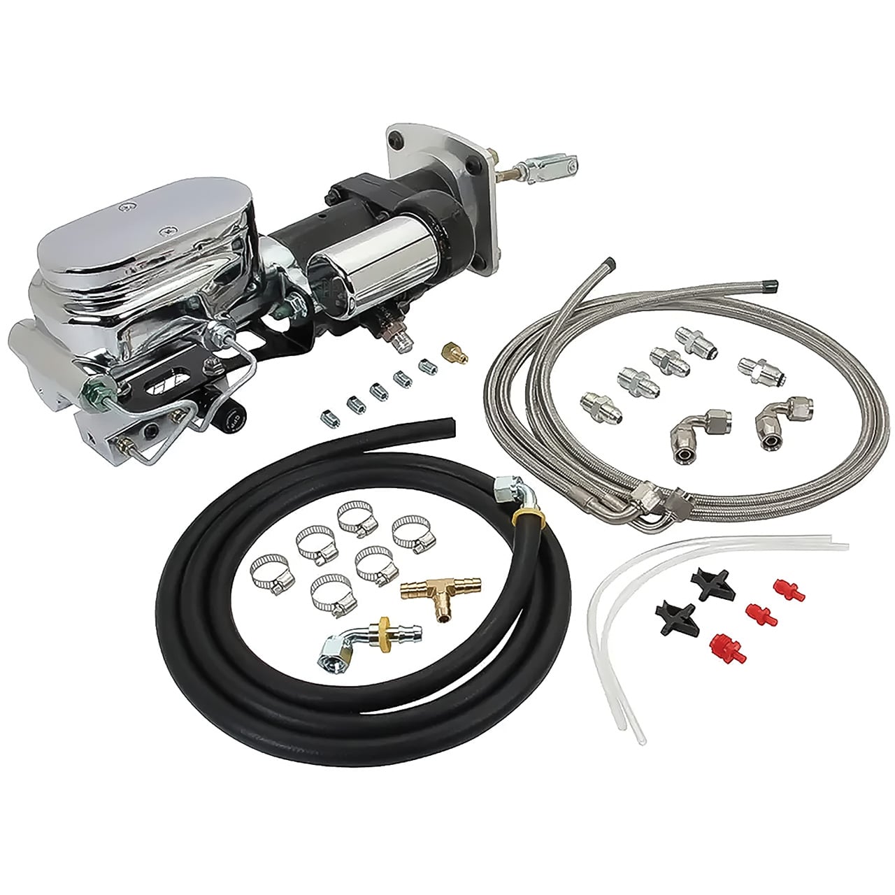 Universal Street Beast HydraStop Hydroboost Kit; w/Stainless Hose Kit Master & Adjustable Valve w/Chrome Accumulator Cover; Universal Bracket Pattern