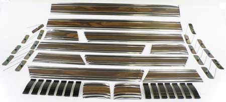 1969-1972 All Makes All Models Parts, CX1748, 1969-72 Chevy, GMC Short Bed  Pickup; Woodgrain Lower Side Molding Set; with Hardware; 12 Piece