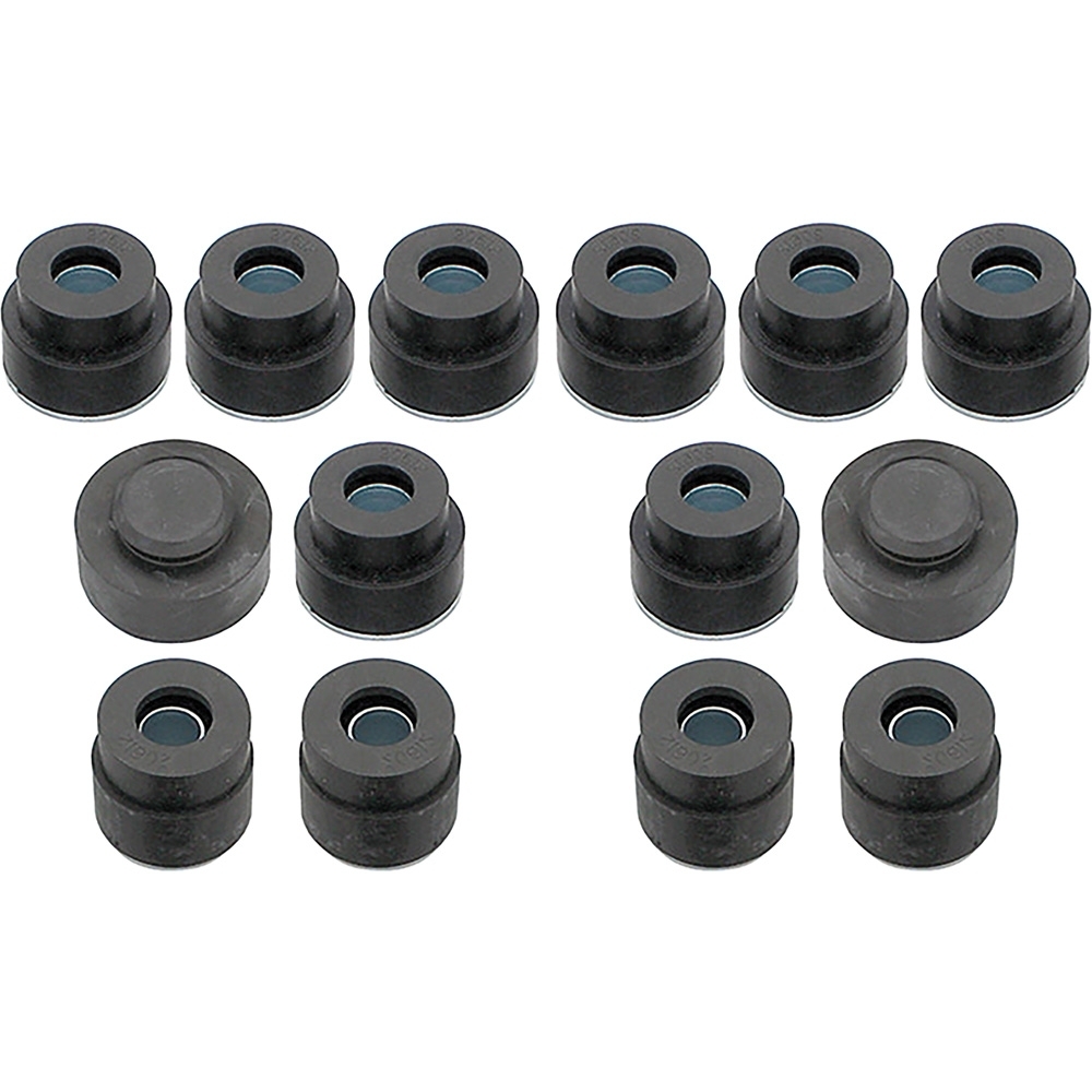 1968-72 Chevelle, Skylark, GS, Cutlass, 442, GTO, Tempest, LeMans; Body to Frame Mount Bushing Kit; Convertible Models; 12 Complete Bushings and 2 Solid Bushings; Hardware sold separately.