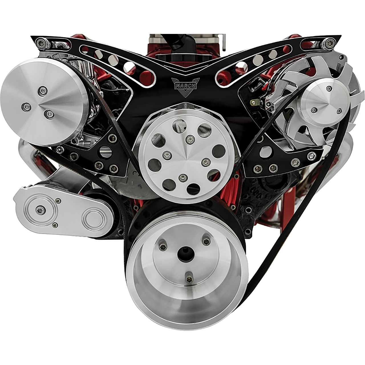 Chevrolet Big Block Black Onyx March Revolver Alternator and AC Serpentine Set