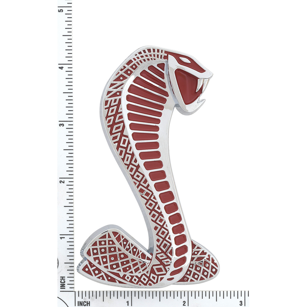 Cobra Snake Fender Emblems - Chrome & Red For 1994-2004 Mustang Cobra