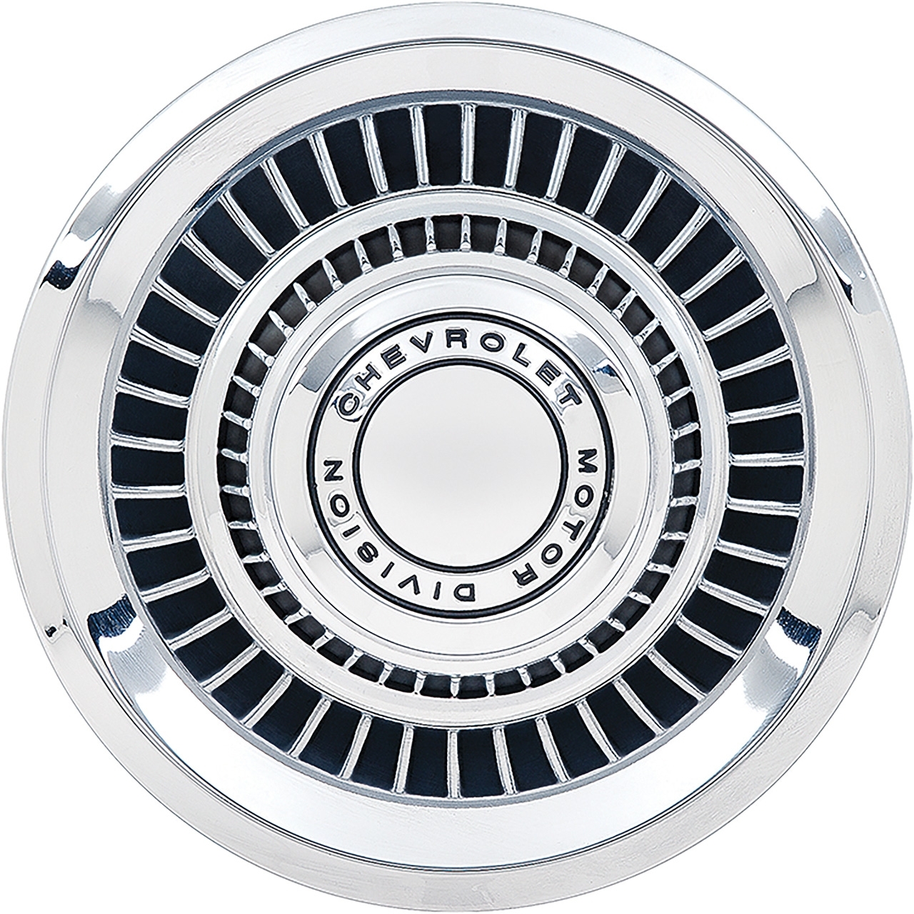 1968-81 Chevrolet; Chrome Rally Wheel Derby & Cap; with "Chevrolet Motor Division"; Each