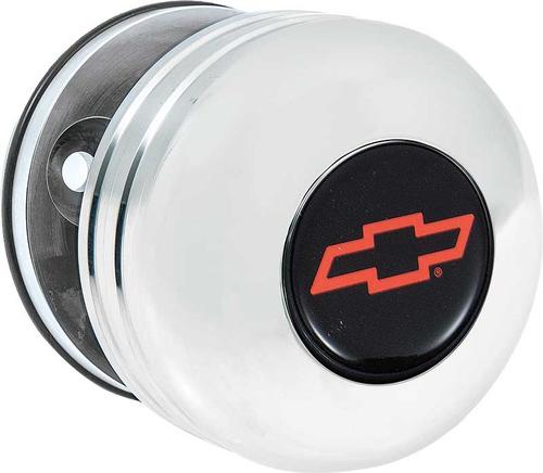 Horn Button - Polished Billet Finish With Red Bow Tie Logo (Standard Height)
