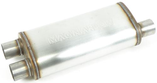 Magnaflow 5 x 8 x 18 Stainless Steel Muffler with 3 Offset Inlet / 2-1/2 Dual Outlets