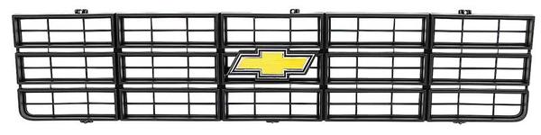 1977-79 Chevy Pickup, Blazer, Suburban; Grill Assembly; with Bow Tie Emblem; Black