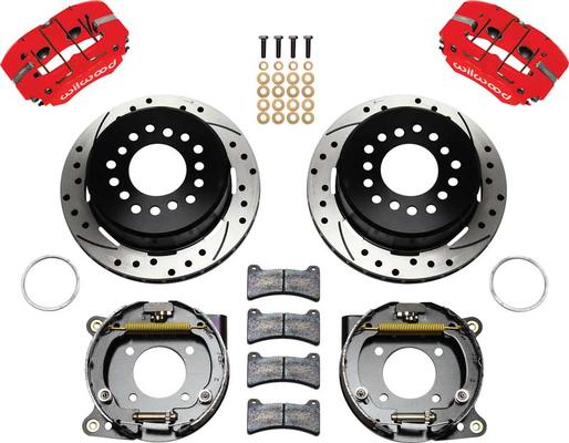 Wilwood Dynapro 11 Rear Disc Brake Set With Park Brake & Red Calipers - 9 Big Ford New Style