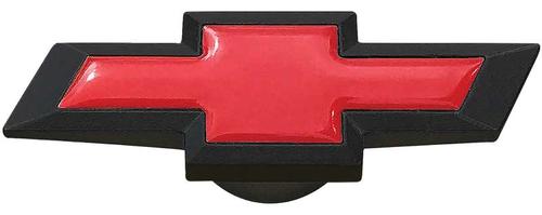 Extra-Large Chevy Bowtie Emblem Air Cleaner Center Nut, Black Crinkle With Red.