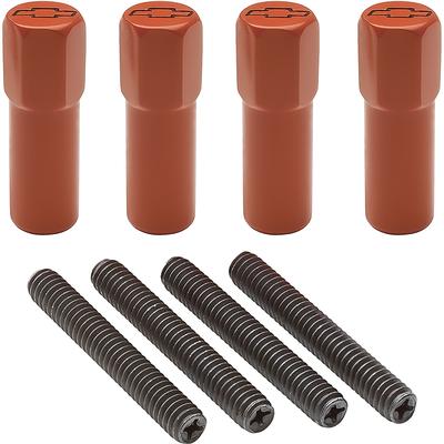Chevrolet; Valve Cover Mini Nut and Stud Set; Orange with Black Bowtie; 1-3/8 Tall; Set of 4