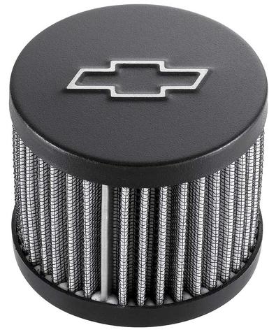 Chevy Bowtie Emblem Push-In Filter Air Breather Without Hood, 3 Diameter, Black Crinkle