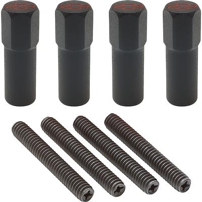 Chevrolet; Valve Cover Mini Nut and Stud Set; Black Crinkle Finish with Red Bowtie; 1-3/8 Tall; Set of 4