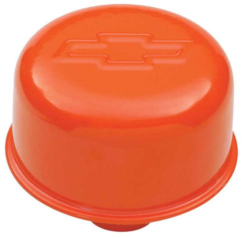 Chevy Bowtie Emblem Push-In Air Breather Cap, 3 Diameter, Orange