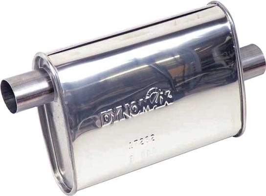 Dynomax; Ultra Flo Stainless Steel Polished Muffler; 14; 2-1/4 Offset Inlet; 2-1/4 Center Outlet