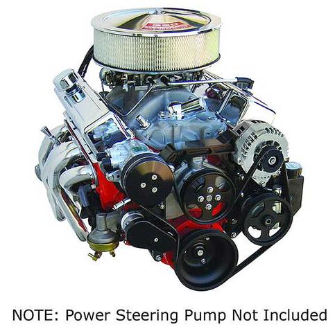 1955-82 Chevrolet; Front Runner Drive Set without Pump; Small Block;with Power Steering; Black Finish