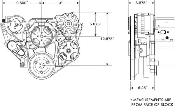 Chevrolet Small Block with Power Steering Bright Finish Vintage Air Front Runner Drive Set with Pump