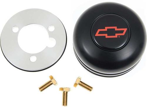 Horn Button - Black Anodized Billet Finish With Red Bow Tie Logo (Standard Height)