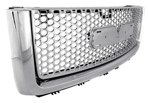 2007-13 GMC Sierra 1500 Denali; Front Grill Assembly; Chrome Shell; with Chrome Round Honeycomb Insert