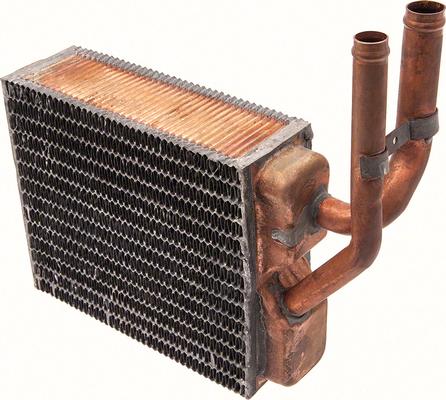 1960-63 Chevrolet, GMC Pickup, Panel, Suburban; Heater Core Assembly; with Recirculating Heater; Copper/Brass; Measures; 7-1/8 x 6-1/8 x 2-1/2
