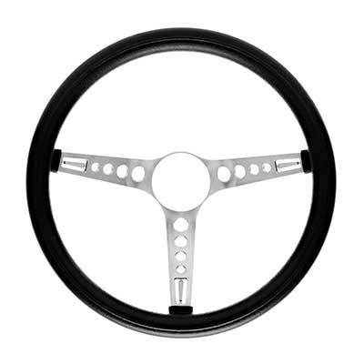 15 GT3 Retro Style Steering Wheel; Foam Grip; Brushed Spokes; 3-Bolt Installation