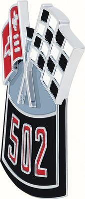 1965-76 Chevrolet; 502 Crossed Flags Air Cleaner Emblem; Die-Cast