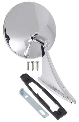 1966-74 GM; Outer Door Mirror; Round; with Ribbed Base; Hardware Included; Show Quality