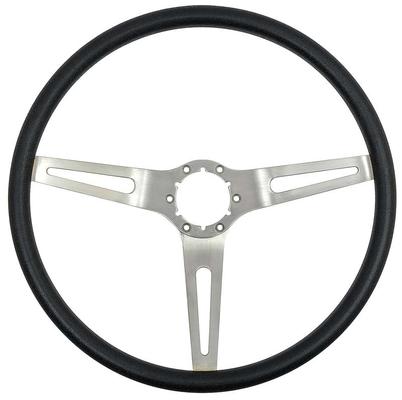 1969-72 GM; Comfort Grip Cushioned Steering Wheel; 3-Spoke; Silver Spokes; Black Grip