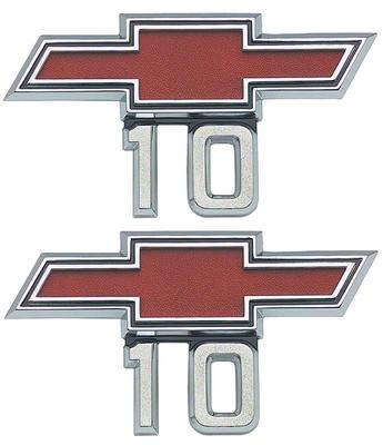 1967-68 Chevrolet Truck, 1969-72 G10 Van; Red Bow Tie Fender Emblem; ; Series 10; Pair