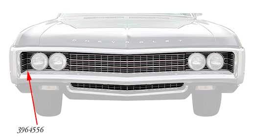 1969 Impala, Bel Air, Biscayne, Caprice; Headlamp Bezel; Passenger Side