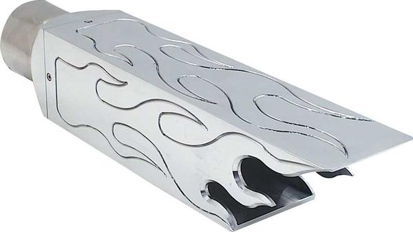 3 Square Flame Design Brushed Finish Aluminum Exhaust Tip for 2-1/2 Pipe