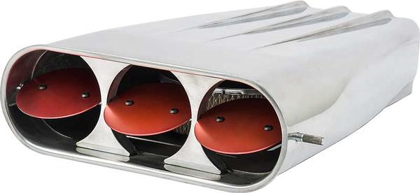 RPC Polished Aluminum Street Rod Air Scoop Set; With Finned Housing