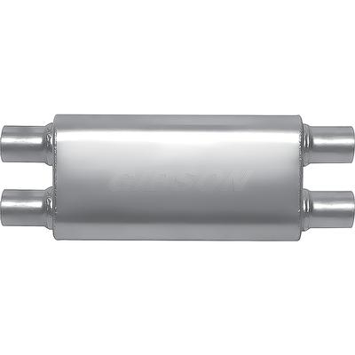 Gibson CFT Superflow Muffler; Stainless Steel; 4 x 9 x 18 Oval Body; 2.5 Dual Inlet; 2.5 Dual Outlet.