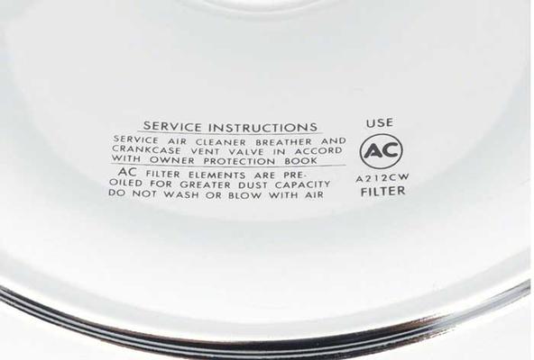 1970-71 Chevy; Open Element Air Cleaner; with Square Imprint Verbiage on Air Cleaner Lid
