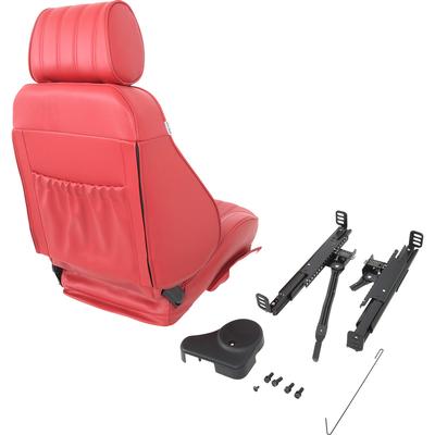 Procar Rally Recliner Bucket Seat With Headrest; Vinyl; Left/Driver; Red