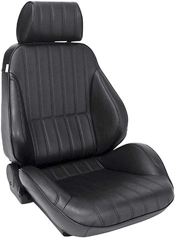 Procar Rally XL Recliner Bucket Seat With Headrest; Leather; Left/Driver; Black