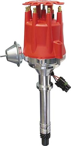 MSD; 1955-86 Chevy; 262-454 (Except 348-409); Ready To Run Pro Billet Distributor; With Built-In Ignition Module And Vacuum Advance; Red