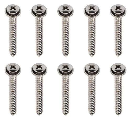 Universal Screw Set ; Chrome with Integral Washer; #8 x 1-1/2 ; Set of 10