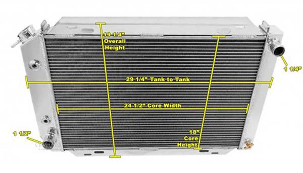 1979-93 Mustang, Capri, Thunderbird; All Engines; Champion Aluminum 3-Row Radiator; Natural Finish