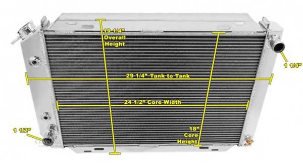 1979-93 Mustang, Capri, Thunderbird; All Engines; Champion Aluminum 3-Row Radiator; Polished Finish