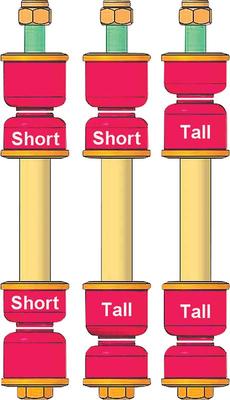 5-7/8 to 6-3/8 (133mm to 146mm) Red Adjustable Polyurethane End Link Set